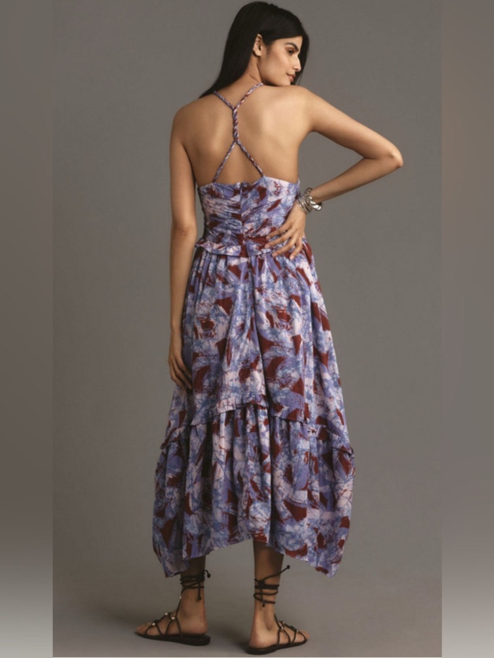 Anthropologie Sleeveless V-Neck A-Line Midi Dress Medium - Picture 4 of 11